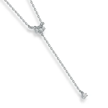 

TKJ Tassel Clavicle Chain 2020 New 925 Silver Necklace with Moissan Diamonds Lady Design Simple and Temperament Platinum 26792