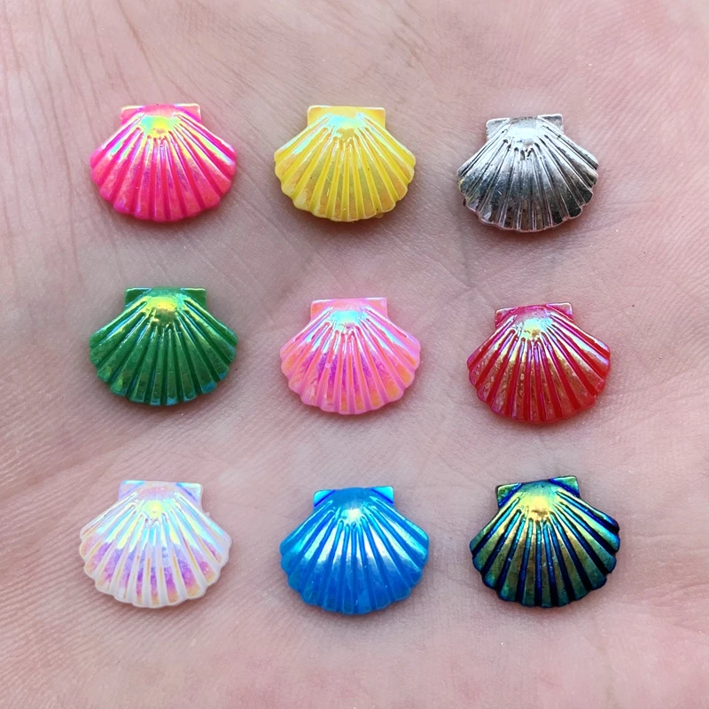 

Mix AB Resin Shiny 10*12mm Mini Shell Round Gem Flat Back Rhinestone Appliques DIY Wedding Scrapbook Ornament Craft 120pcs -E13