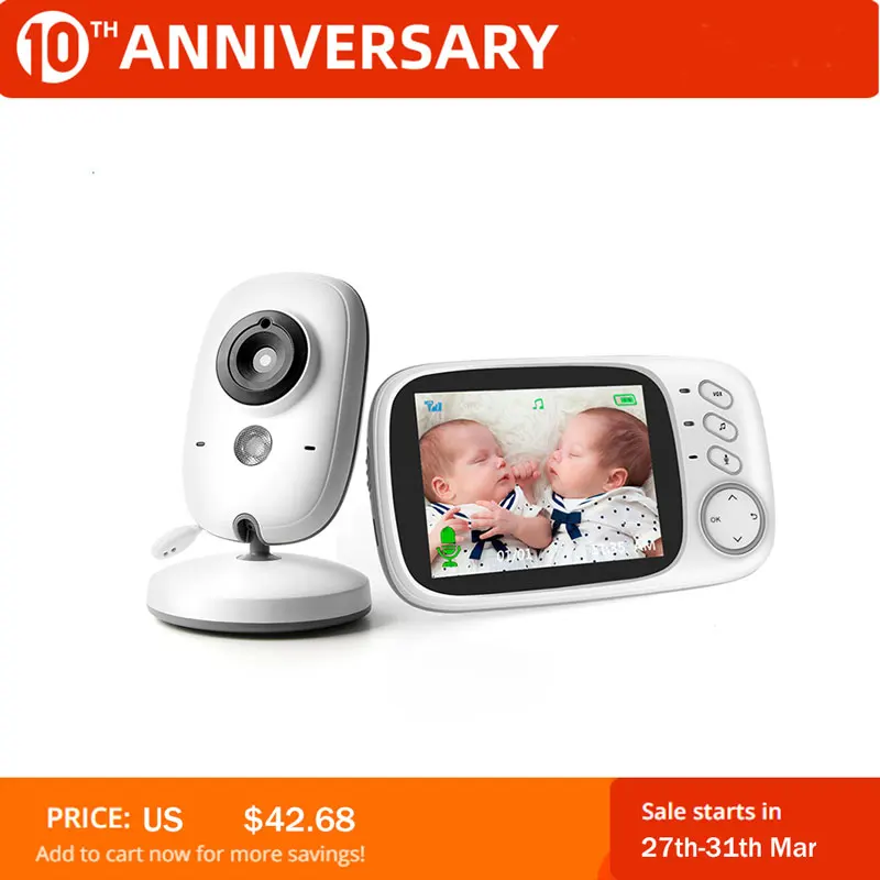 

Wireless Video Color Baby Monitor with 3.2Inches LCD 2 Way Audio Talk Night Vision Surveillance Security Camera Babysitter