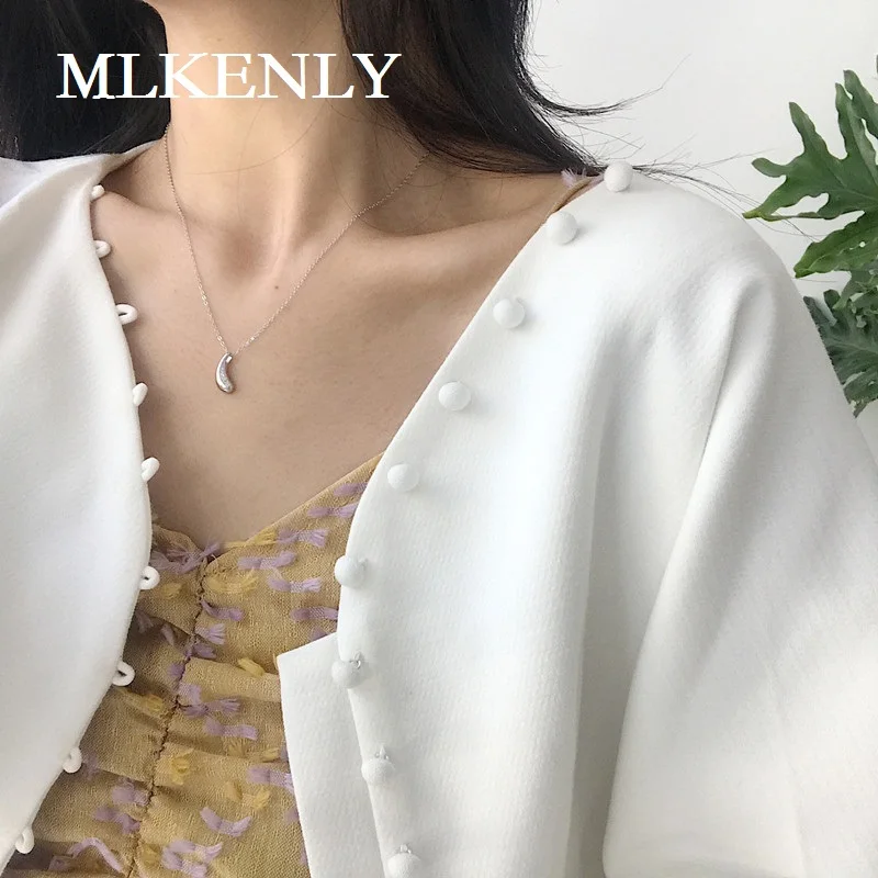 MLKENLY 925 стерлингового серебра модные трехмерные темпераментные капли воды ключицы для женщин вечерние ювелирные изделия ожерелья