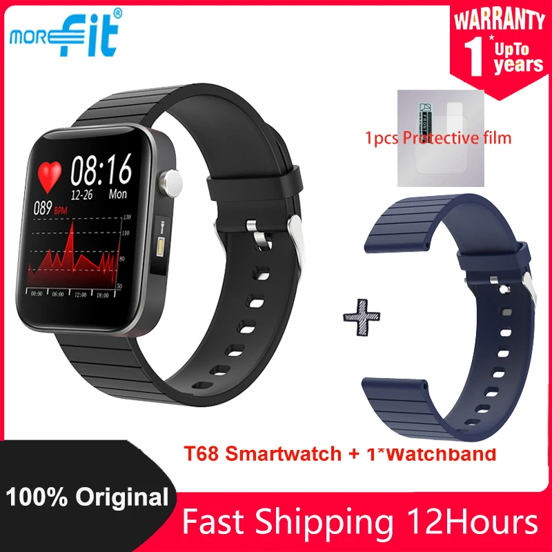 Оригинальные Смарт-часы MoreFit T68 пульсометр фитнес-трекеры измерение температуры