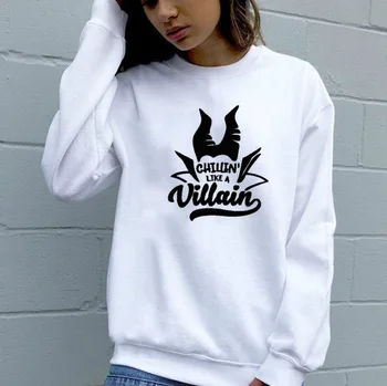

Sweatshirt Chillin Like A Villain Graphic Printed New Arrival Women's Funny Long Sleeve Casual Tops halloween shirt