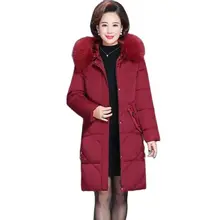 

2021 Mother's Padded Cotton Clothes Women's Winter Coat Loose Cotton Jacket Women's Warm Parka Outcoat Hooded Down Coat L4