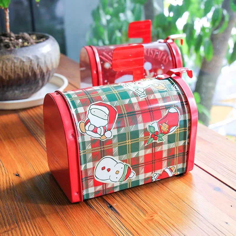 

Christmas Gift Boxes Santa Claus Snowman Printed Festival Sealed Jar Packing Boxes Candy Tin Package Kids Creative Mailbox Case