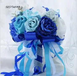 Свадебный букет искусственных цветов для свадебной вечеринки, свадебный букет, шелковые розы, букет невесты, SPH041