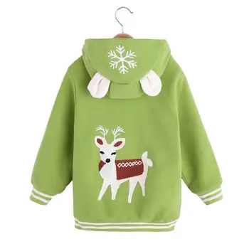 

Children Winter Warm Sweatshirt Youth Kids Baby Boys Girls Christmas Deer Cartoon Hooded Windproof Coat Fashion Outwear