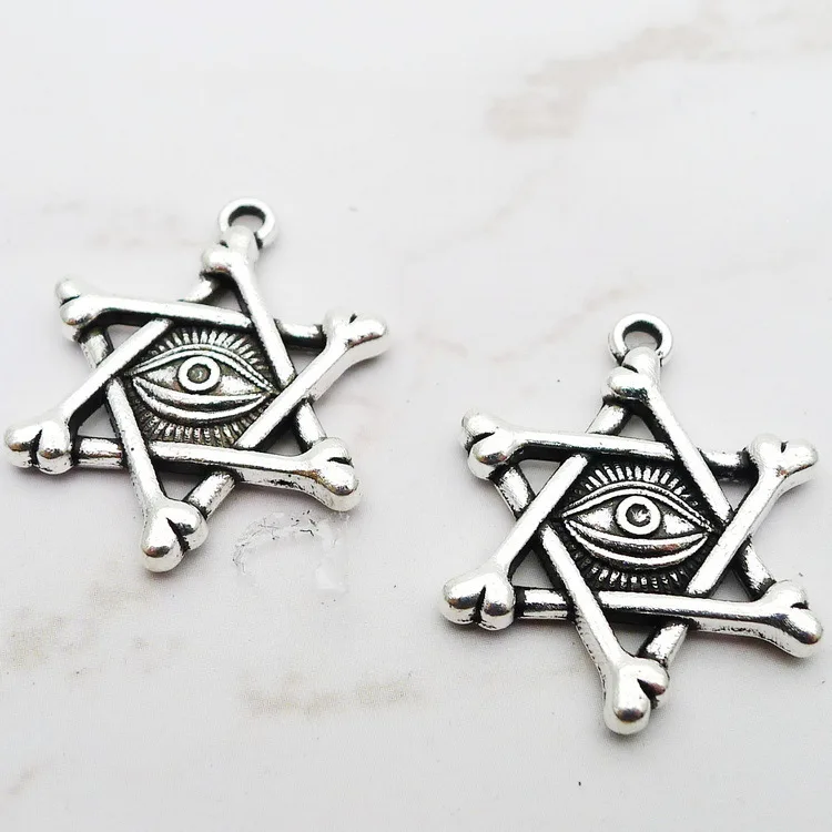 

10 Pieces/Lot 20*25 mm Antique Silver Color Five-Pointed Star Eyes Paw Charms For Jewelry Making Fashion Accessories Wholesale