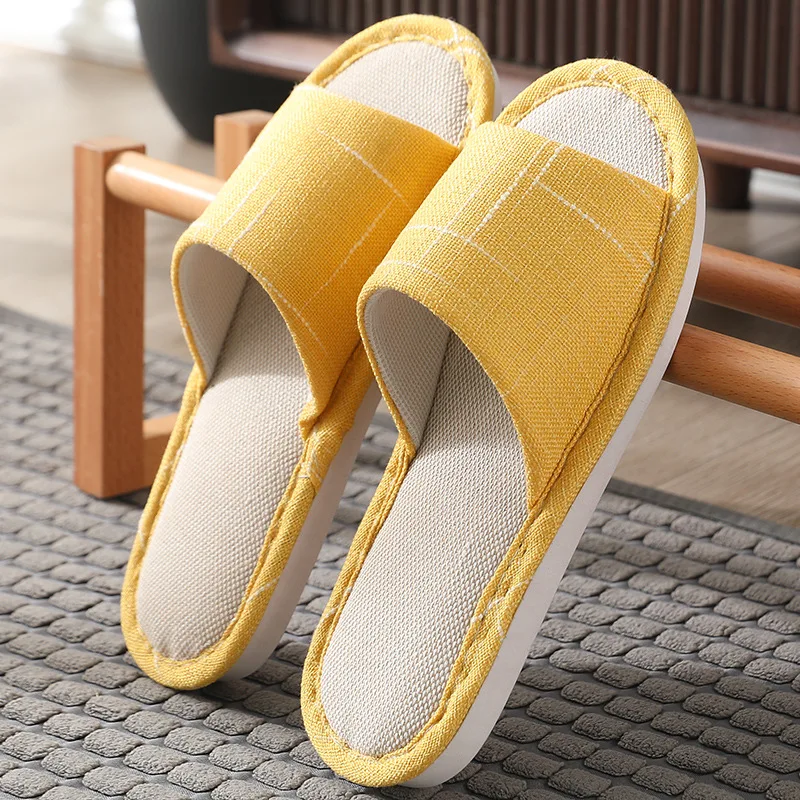 Women Indoor Slippers Corduroy Floor Flat Shoes Comfort Anti-slip Home Flax Linen Slipper Unisex Woman Men House Cotton Slides 