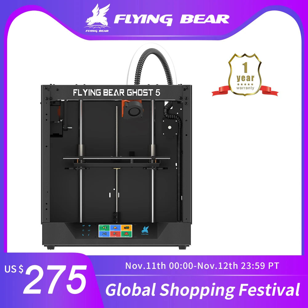 2020 Popular Flyingbear-Ghost 5 3d Printer full metal frame diy kit with Color Touchscreen gift TF S