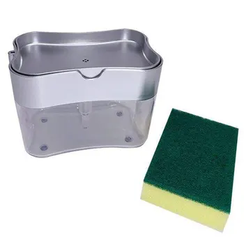 

2 in1 Kitchen Liquid Soap Pump Dispenser Sponge Holder Press Countertop Rack with Sponge Holder Kitchen Cleaner Tool