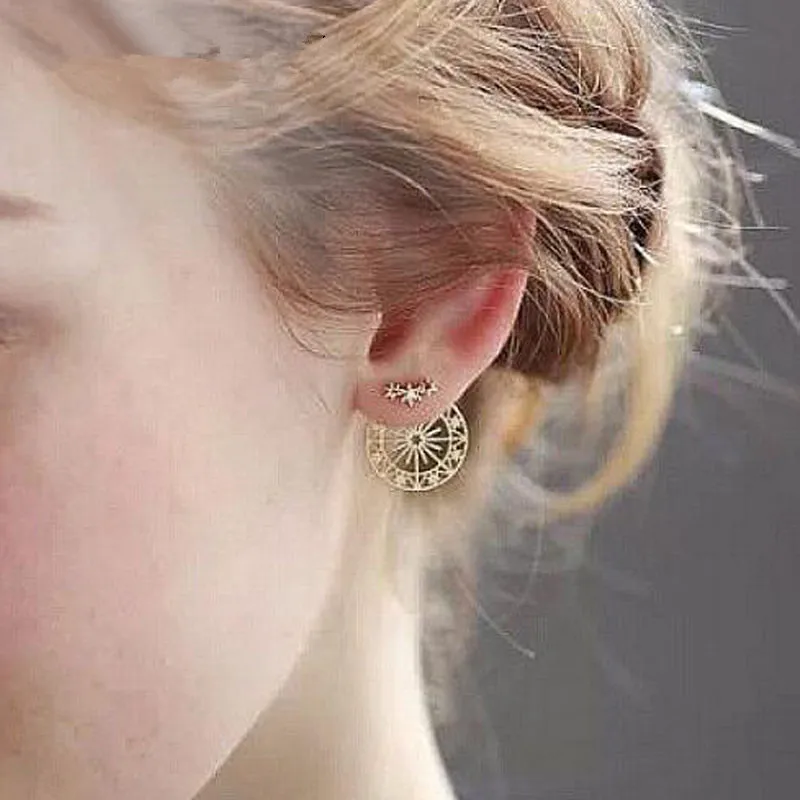 Бесплатная доставка серьги-гвоздики со звездой и кристаллами для женщин резные