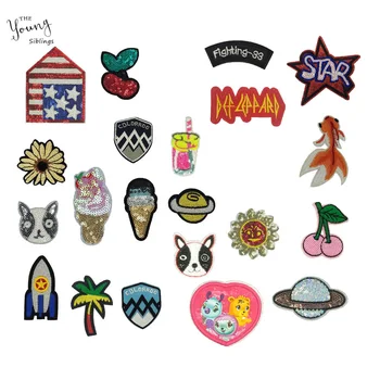 

New arrive mixture Shape Cloth Stripes Stickers for Clothes Embroidery Patch On Backpack Jeans Patches Sequin for Clothing Iron