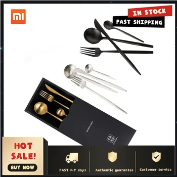 

Xiaomi Youpin Metal Tableware Stainless Steel Spoon Set Smart Home Maision Maxx Knife Spoon Fork Tea-spoon 4 Kit Simple Style