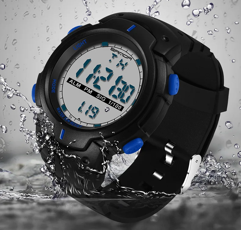 Sanda Часы мужские электронные часы для школьников, мужские часы для отдыха, водонепроницаемые светящиеся спортивные мужские часы