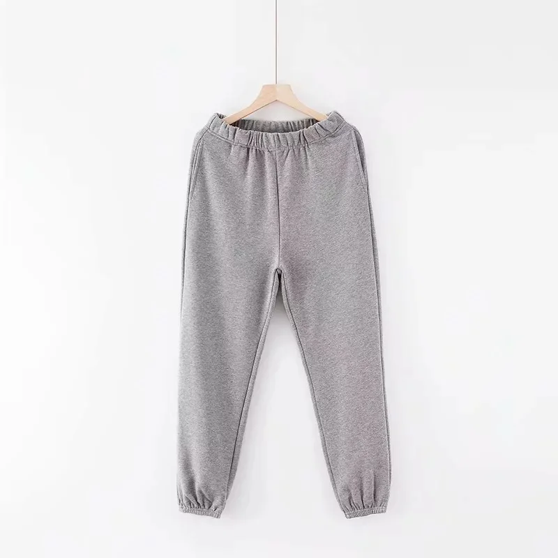 gray Однотонные спортивные штаны, 5 цветов, штаны-шаровары, уличная одежда, брюки-карго для бега, женские спортивные брюки-Капри, женские брюки с высокой талией, спортивные штаны - Цвет: gray