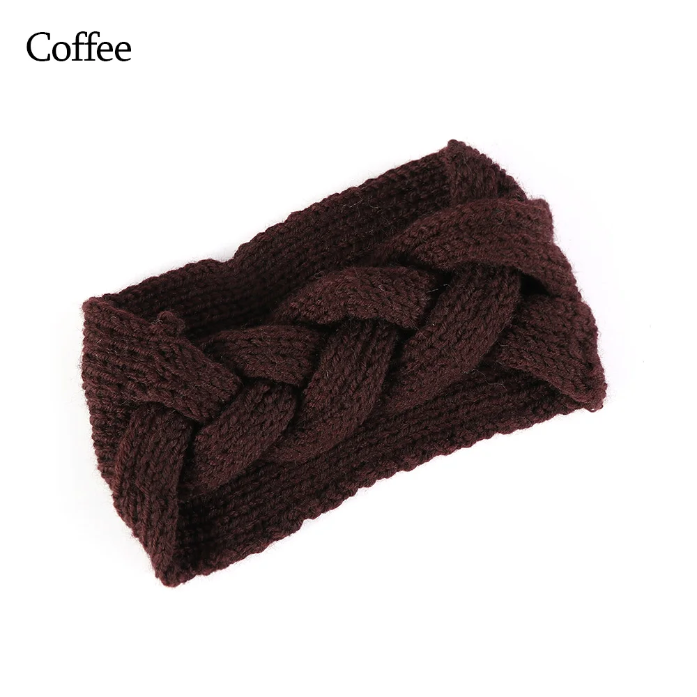 Type 02-Coffee 1 шт., женские плюшевые повязки на голову из искусственного бархата, теплые вязаные повязки на голову с перекрестными узорами, женские вязаные повязки на голову, аксессуары для осени и зимы - Цвет: Type 02-Coffee