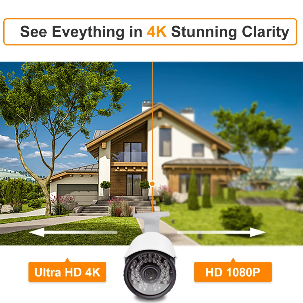  4K Ultra HD 8MP Cam 4 in 1 AHD TVI CVI Bullet Camera Outdoor Security Waterproof CCTV Surveillance 