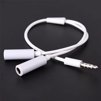 

White Splitter Headphones Jack 3.5 Mm Stereo Audio Y-Splitter 2 Female To 1 Male Cable Adapter Microphone Plug For Earphone