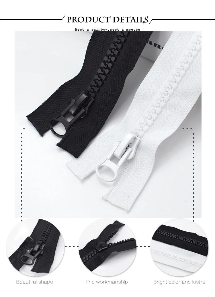 Meetee 2pcs 60-500cm 8# Double/Single Sliders Resin Zipper Open-End Auto Lock Zip DIY Down Jacket Tent Sewing Costume Accessory