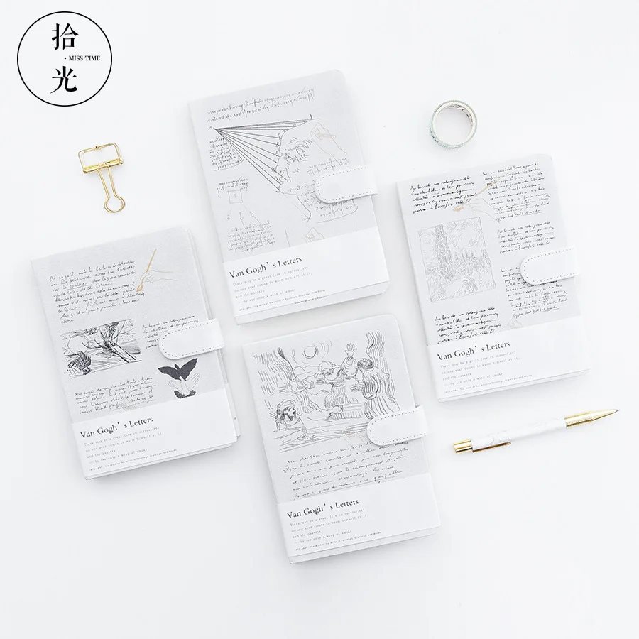 Оптический звукосниматель 32K магнитной застежкой Жесткий Чехол для ноутбука Ван Гог рукописи Примечания бухгалтерская книга Hipster Тетрадь изготовления на заказ оптом