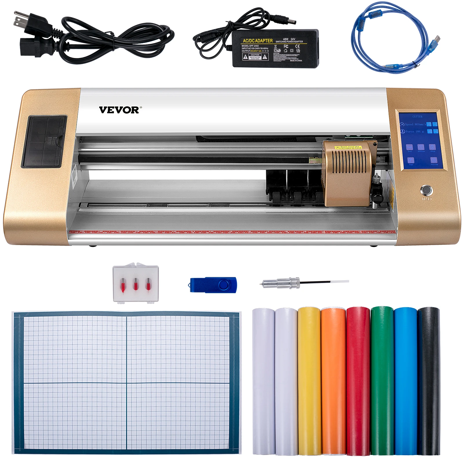Vevor Automatic Vinyl Cutter Machine Computer Windows Software 3 Blades Lcd Screen 18inch 450mm