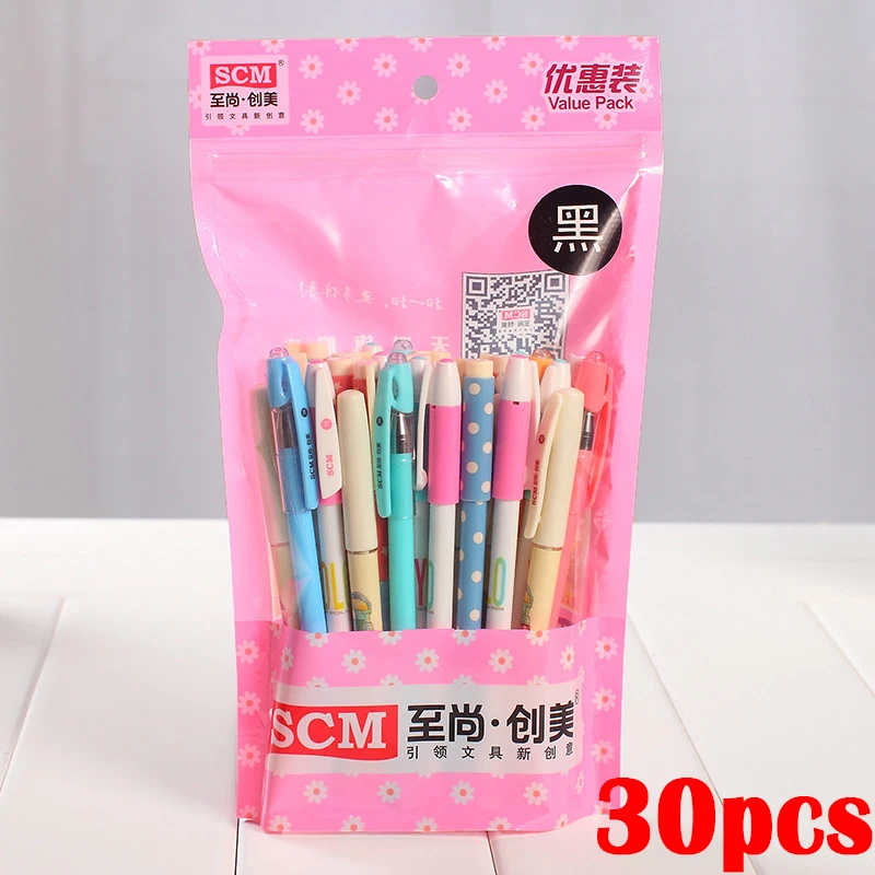 

Back to school 30 pcs/set Gel Pen korean Cute Bullet Diary Pens Set Stationery for School  Office Exam Writing Pen