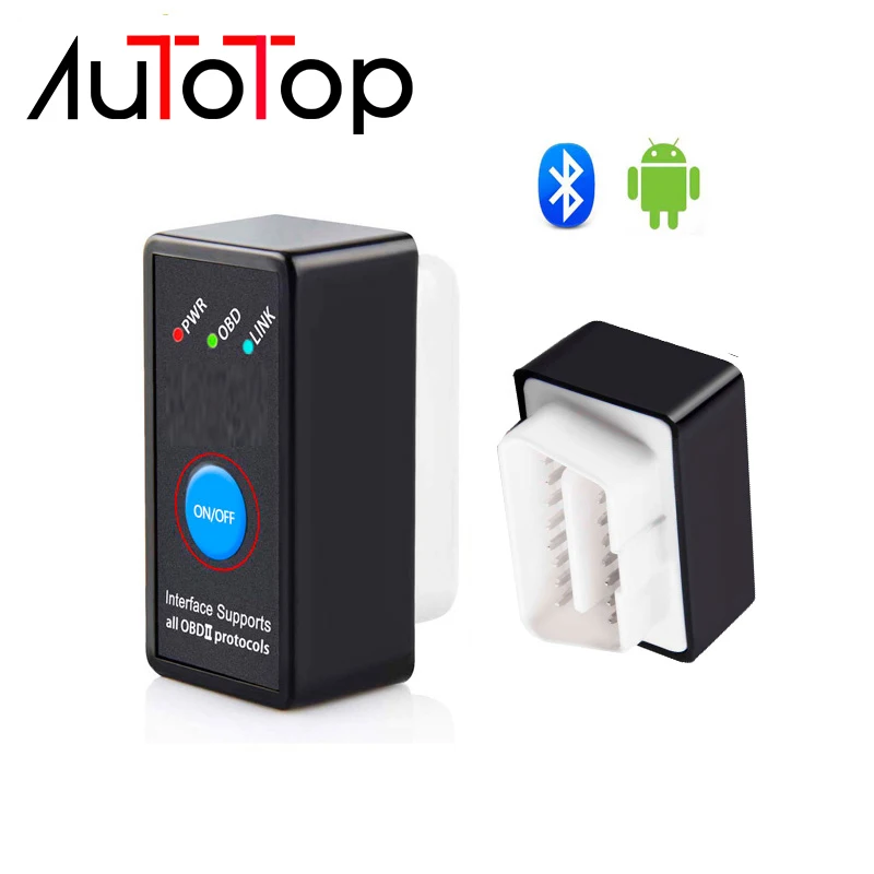 

Autotop Mini ELM327 With ON/OFF button Bluetooth V1.5 OBD2 Car Diagnostic Tool ELM 327 Bluetooth For Android OBDII Protocol
