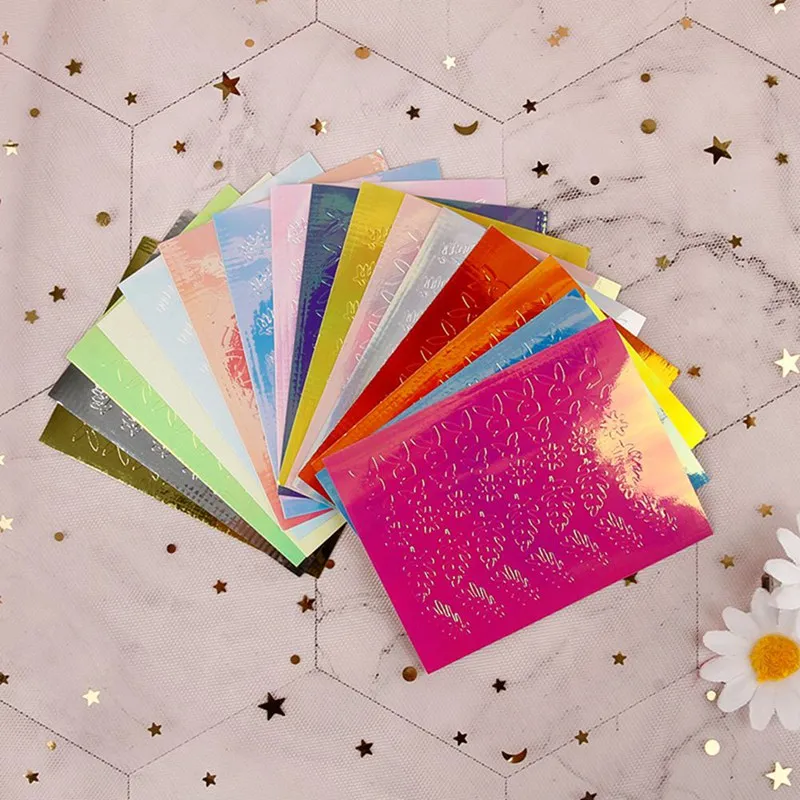 16Sheet/Pack DIY Nail Art Flame Nail Stickers Thin Laser Fire Nail Sticker Decals Manicure 3D Nail Art Decorations