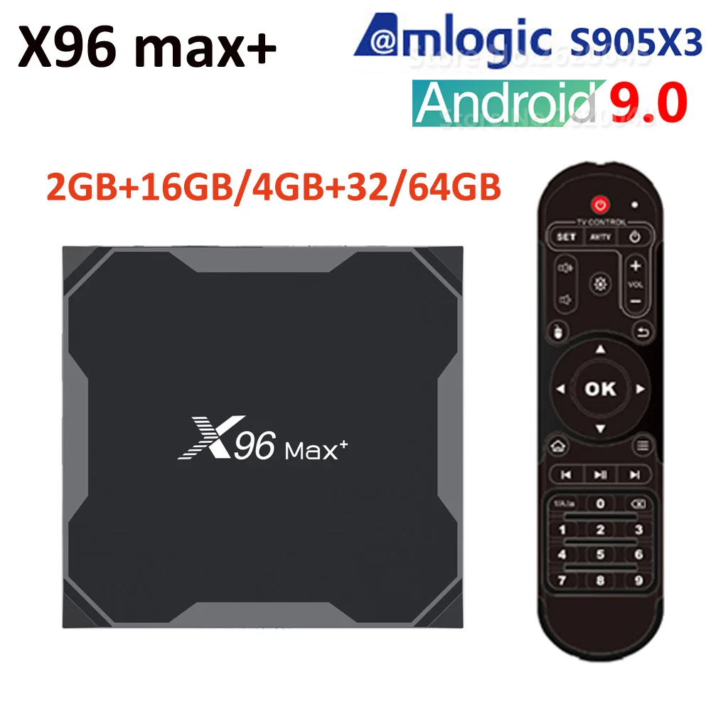 X96 MAX+ Android Tv Box 2 Гб 16 Гб Android9.0 ТВ-приставка 2,4G 5G wifi Bluetooth 4,0 4 ГБ 32 ГБ/64 ГБ ТВ-приставка Amlogic X96MAX S905X3