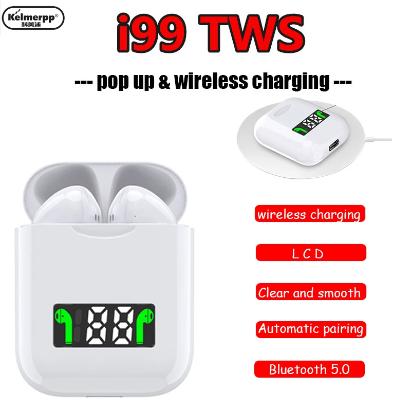 €14.09 19% de DESCUENTO|Auriculares estéreo i99 Tws Mini Pop up con bajo inalámbrico y Control de toque para IPhone Android Samsung on AliExpress 