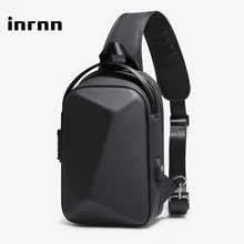 inrnn Men Crossbody Bag TSA Anti Theft Shoulder Messenger Bags Male Waterproof USB Charge Sling Bag Fashion Hard Shell Chest Bag