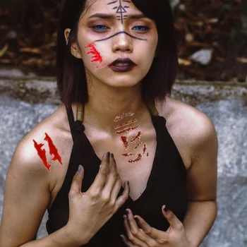 

60pcs Wound Stitch Stickers Spooky Horrific Lifelike Fake Scar Stickers Stitch Stickers Bloody Stickers for Kids Adults