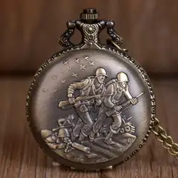 Горячая Распродажа кулон ожерелье часы винтажные бронзовые, в стиле стимпанк кварцевые карманные часы Истребитель войны с серебряной