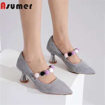 

ASUMER 2020 hot sale women pumps pointed toe spring summer single shoes fashion sweet party wedding shoes ladies big size 48