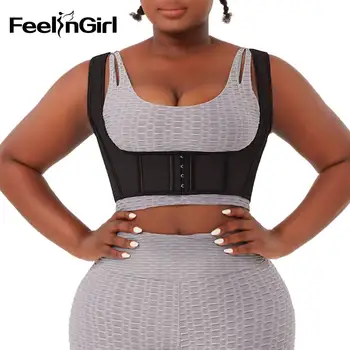

FeelinGirl Women's Shapewear Latex Post Surgical Compression Tank Support Crop Top Body Shaper Waist Trainer Posture Corrector