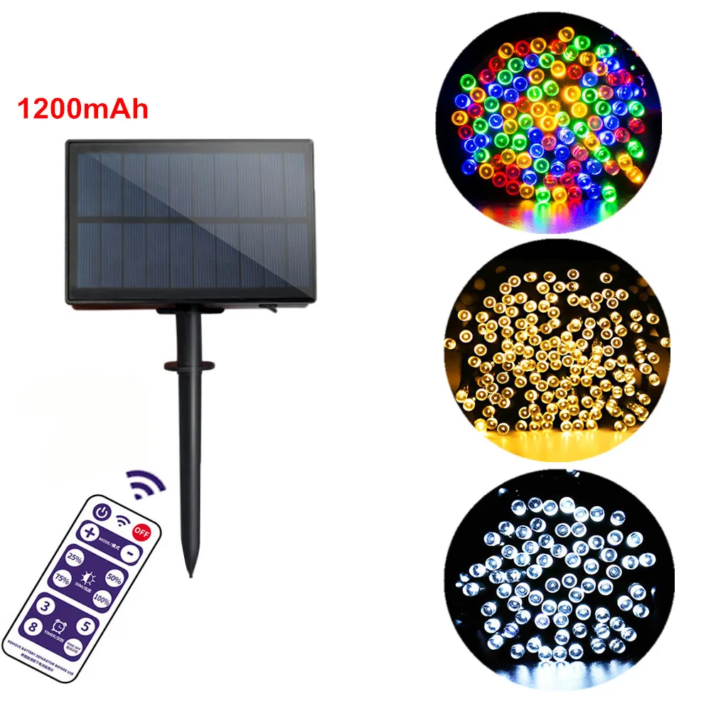 

Upgraded 1200mAh LED Fairy Light Solar String Light Outdoor 100/200/300LEDs IP65 Decorate Holiday Christmas Party Garden Light