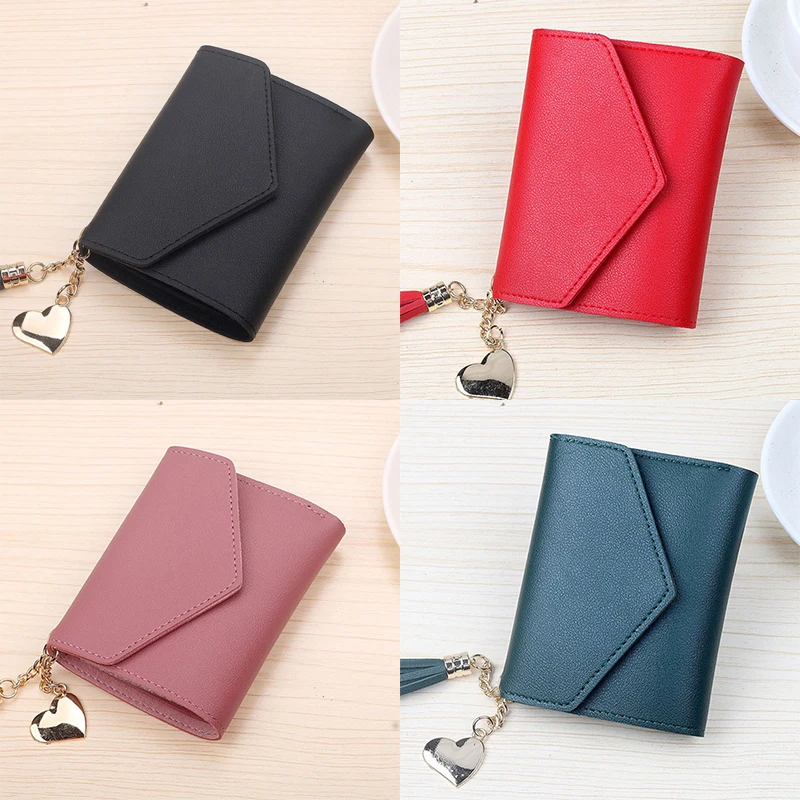 

Money Clip Women Fashion Envelope Wallet Tassel Pendant Lychee Pattern Wallet Lock Multi-card Cross Section Square Card Package