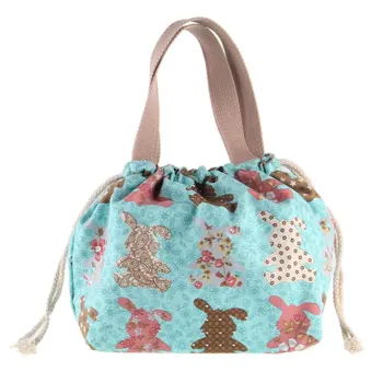 

GEJIGEMI Fashion cute cartoon drawstring drawstring lunch box bag handbag Korean fresh canvas bag lunch bag