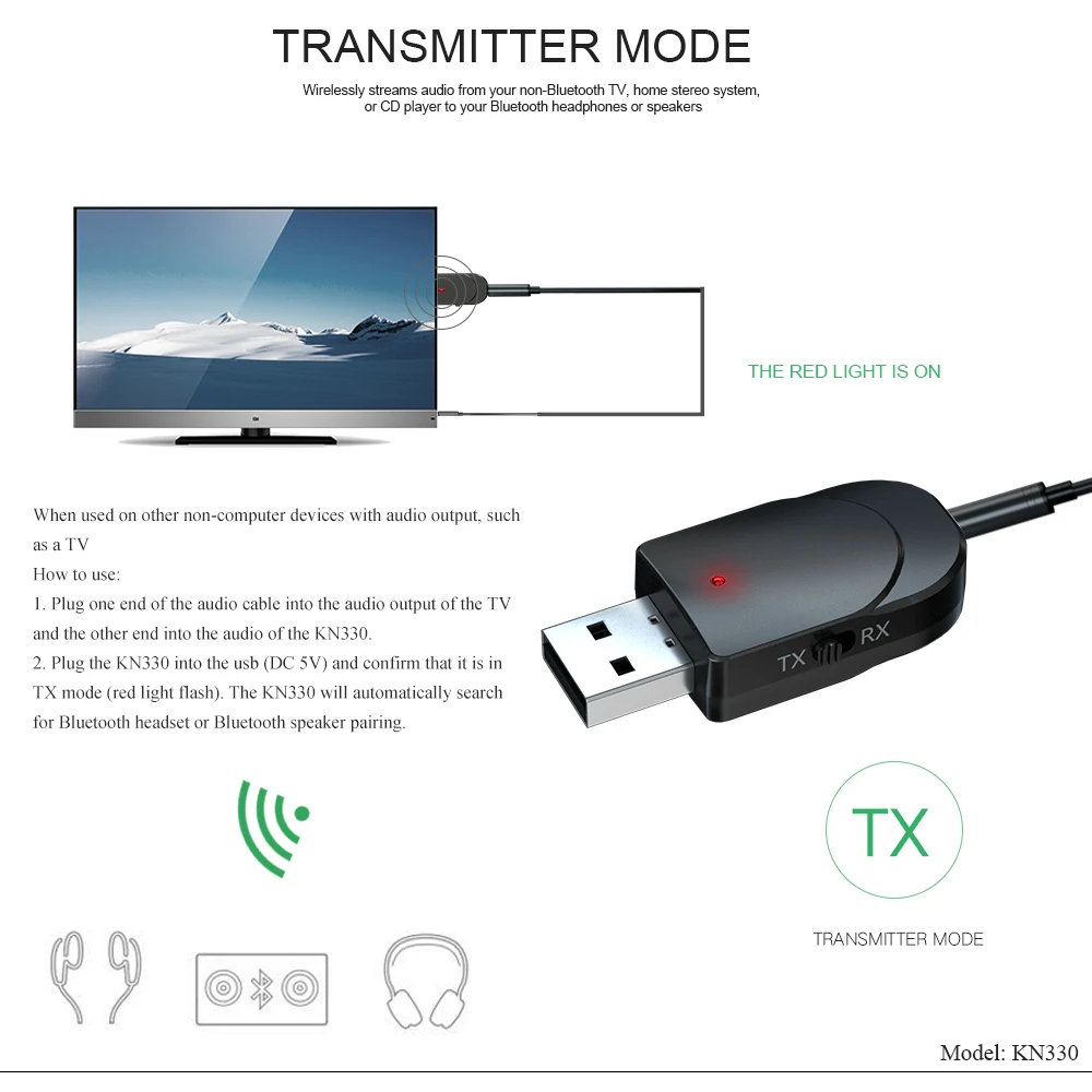 Mini Bluetooth 5.0 receptor audio transmițător Jack 3.5mm AUX RCA USB stereo muzică wireless adaptor pentru căști auto TV PC_voghion.com