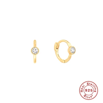 

Aide 925 Sterling Silver Gold Earrings Hoops Cubic Zirconia Geometric Gold-Color Hoop Earrings for Women Dropshipping/Wholesale