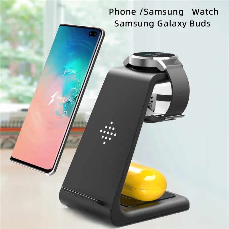 USLION 10W 3 In 1 Wireless Charger Fast Charge For iPhone 12 Charger Dock For Samsung Watch TWS Earphone Wireless Charge Stand