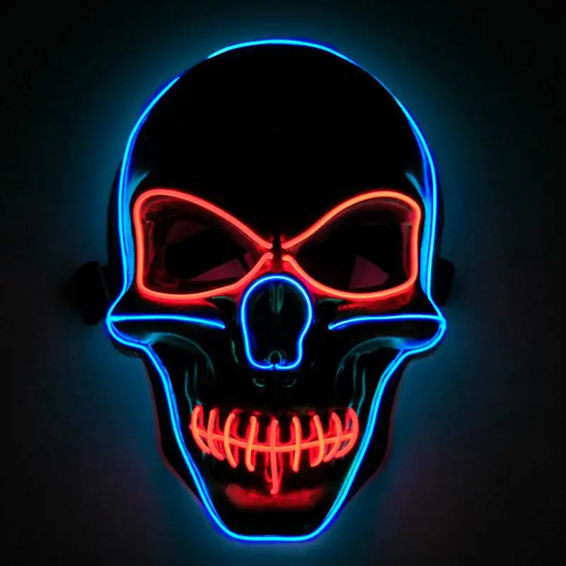 Тушь для ресниц на Хеллоуин, EL Mask, маска для очищения, неоновая маска с черепом, вечерние, карнавальный костюм, подарок на Рождество, год