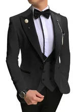 Pink with Black Lapel Suits for Men Custom Made Terno Slim Groom Custom 3 Piece Wedding Mens Suit Masculino(Jacket+Pant+Vest)