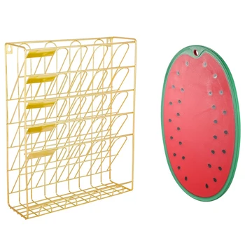 

Hanging Wall File Organizer, 5 Slot Wire Metal Wall Mounted Document Holder & Metal Pen Crystal Crown Pens Ballpen