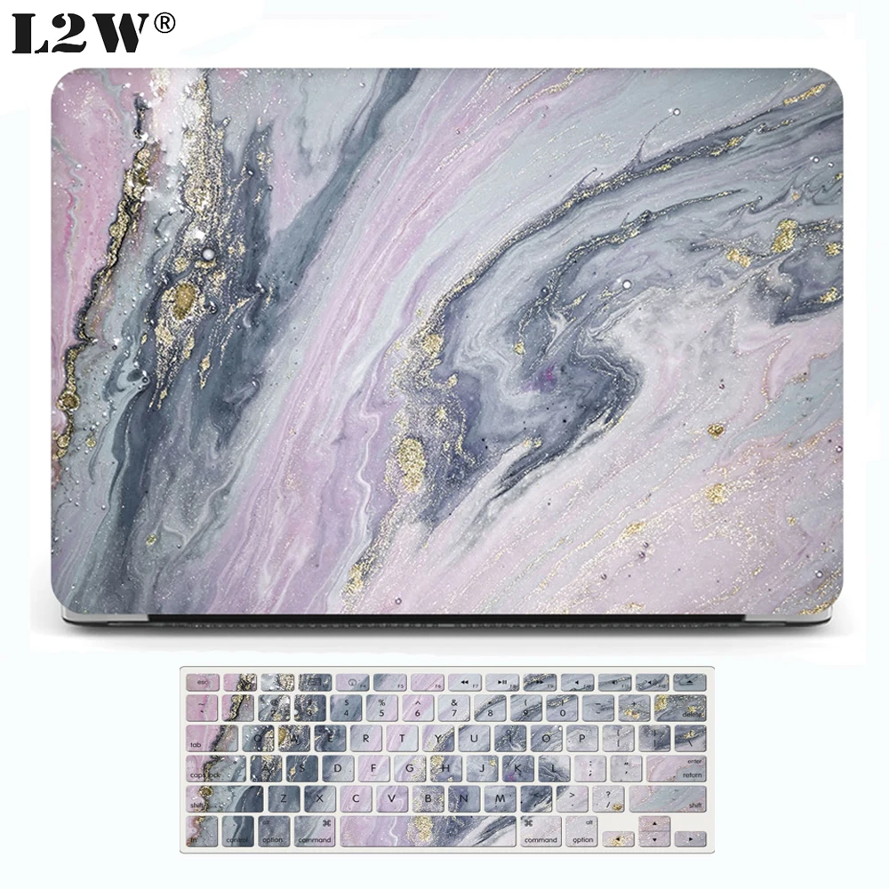 

2021 Laptop Case For Macbook Pro 13 14 16 15 Inch M1 A2337 A2338 A2442 Air 13 11 12 Cover Touch ID Marble Hard Shell
