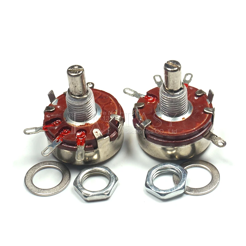 Potentiometer Kit, 2PCS WTH118 2W 1A Potentiometer, 1K 2.2K 4.7K 10K 22K 47K 100K 470K 1M, Round Shaft Carbon Rotary Taper