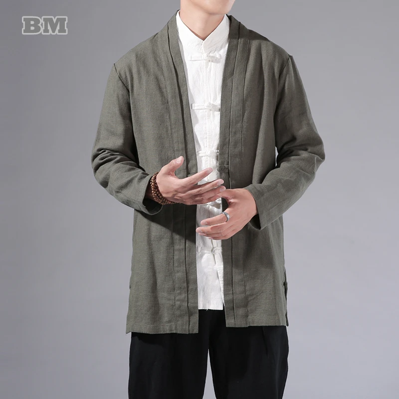 Traditional Chinese Coat Tang Suit Men Retro Style Solid Color