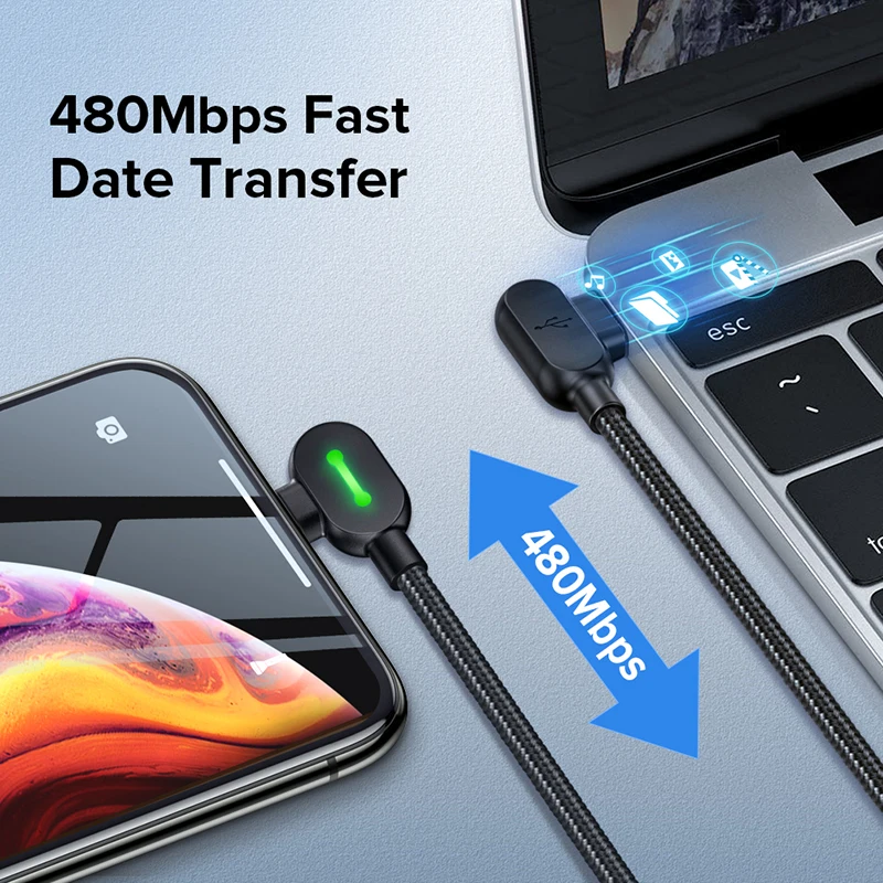 MCDODO 3A USB C кабель для iPhone 36 Вт Светодиодный PD Быстрая зарядка type C зарядное устройство для iPhone 11 Pro X XS XR 8 type-C телефонный кабель для передачи данных