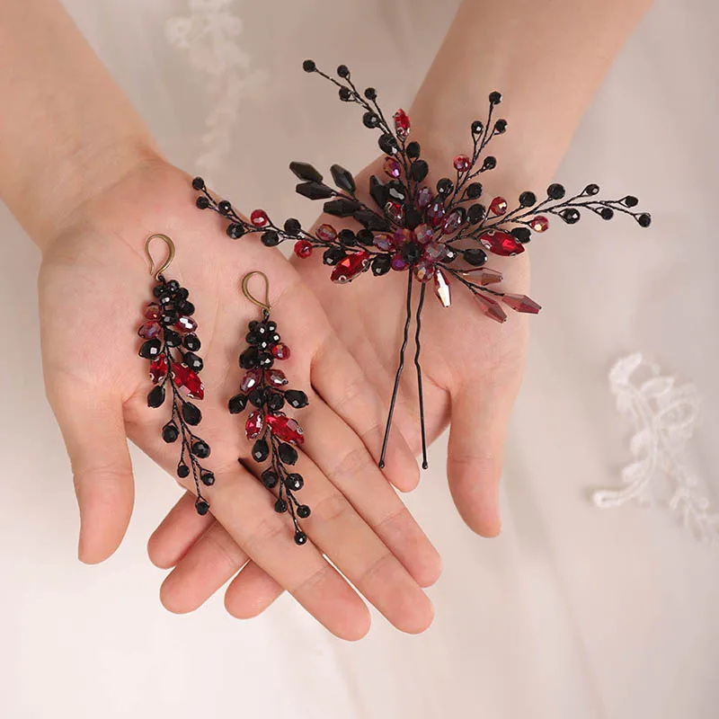 Bridal Hair Accessories Hair Accessories Set Hair Pin Earrings Crystal Headpieces