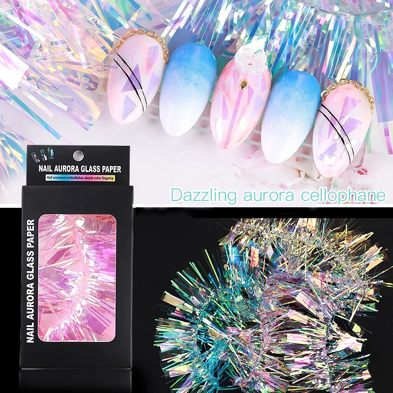 Новые наклейки для ногтей Aurora зеркальные глазурованные розовые дизайна модный